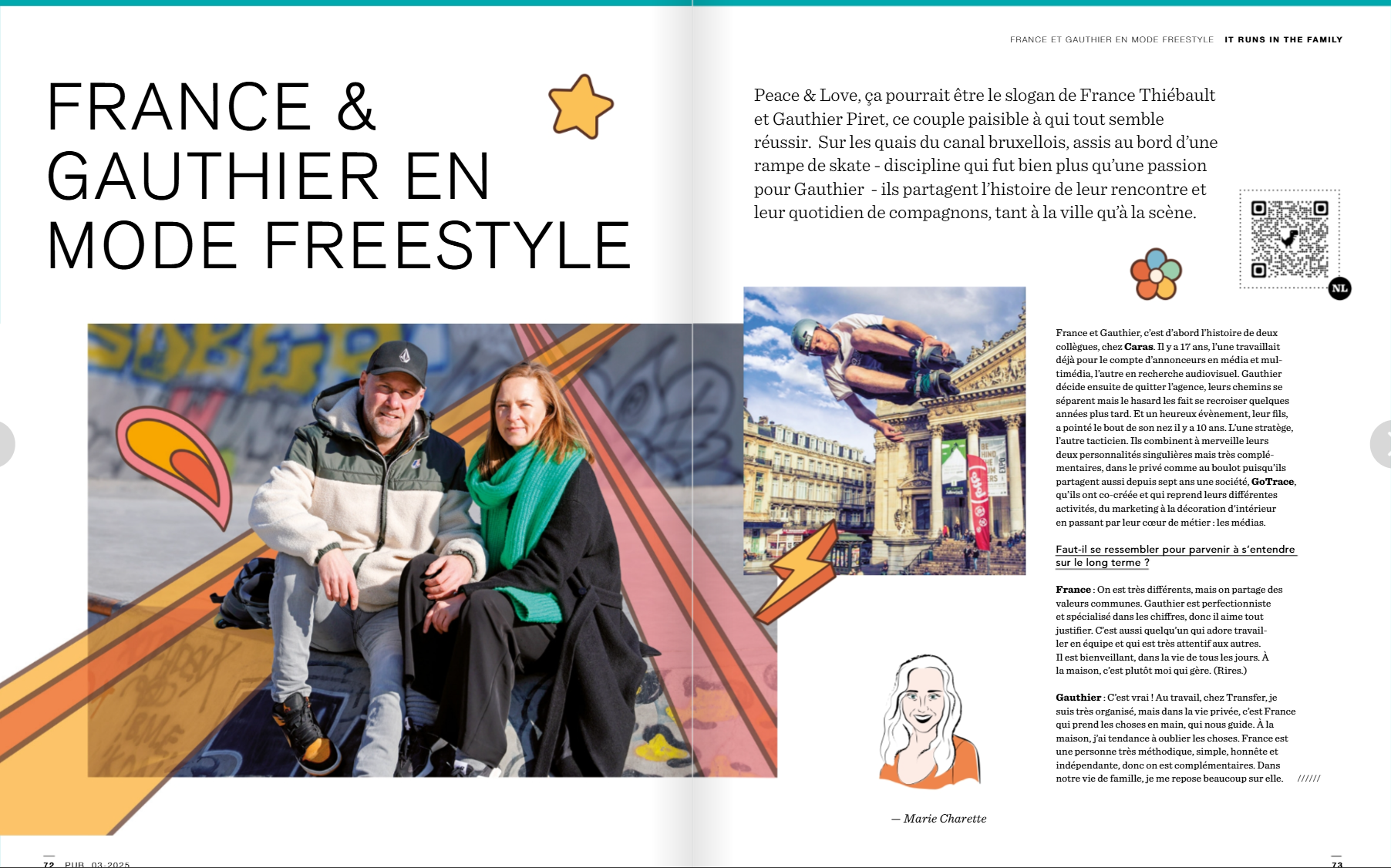 PUB magazine article 'France & Gauthier en mode freestyle', page 1